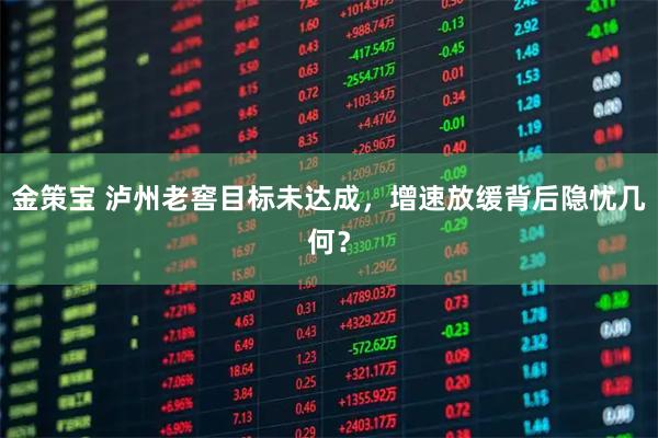 金策宝 泸州老窖目标未达成，增速放缓背后隐忧几何？